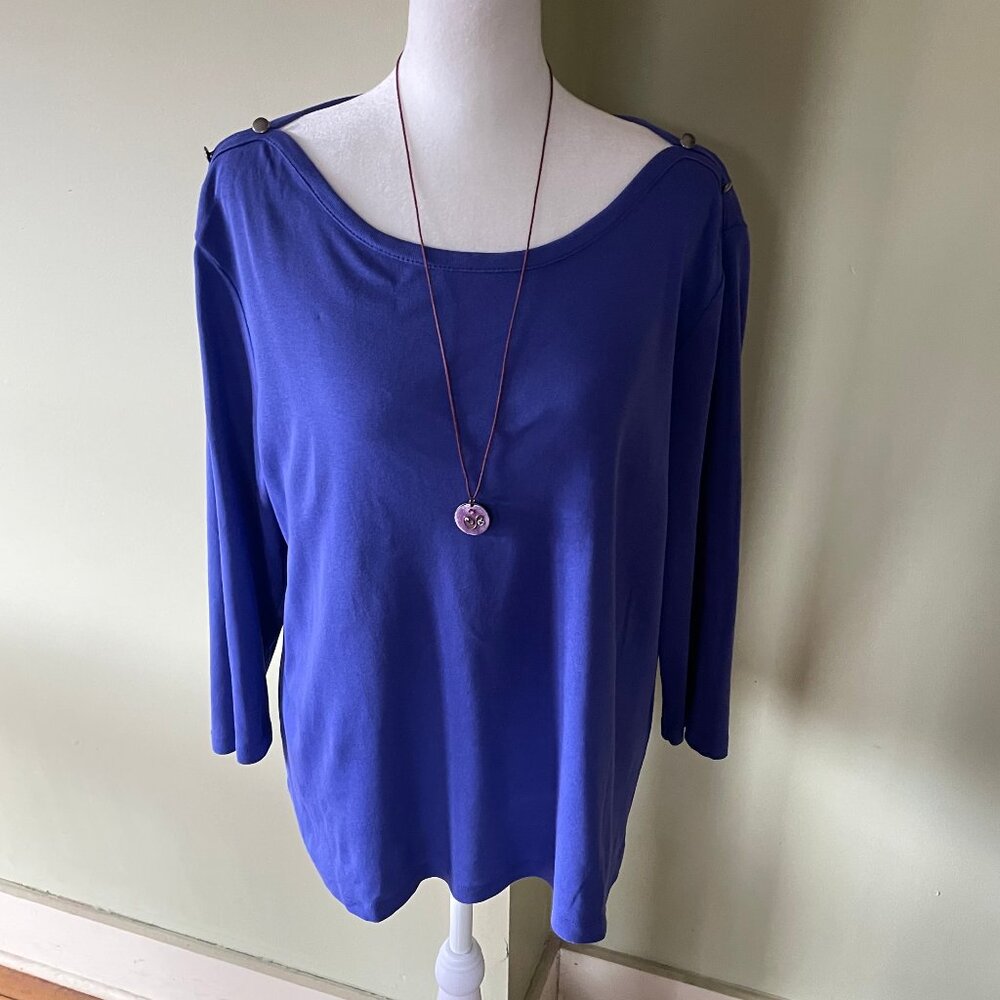 Women's Purple/Dark Lilac 3/4 Sleeve Pullover Top (Size 2) - Picture 5 of 11